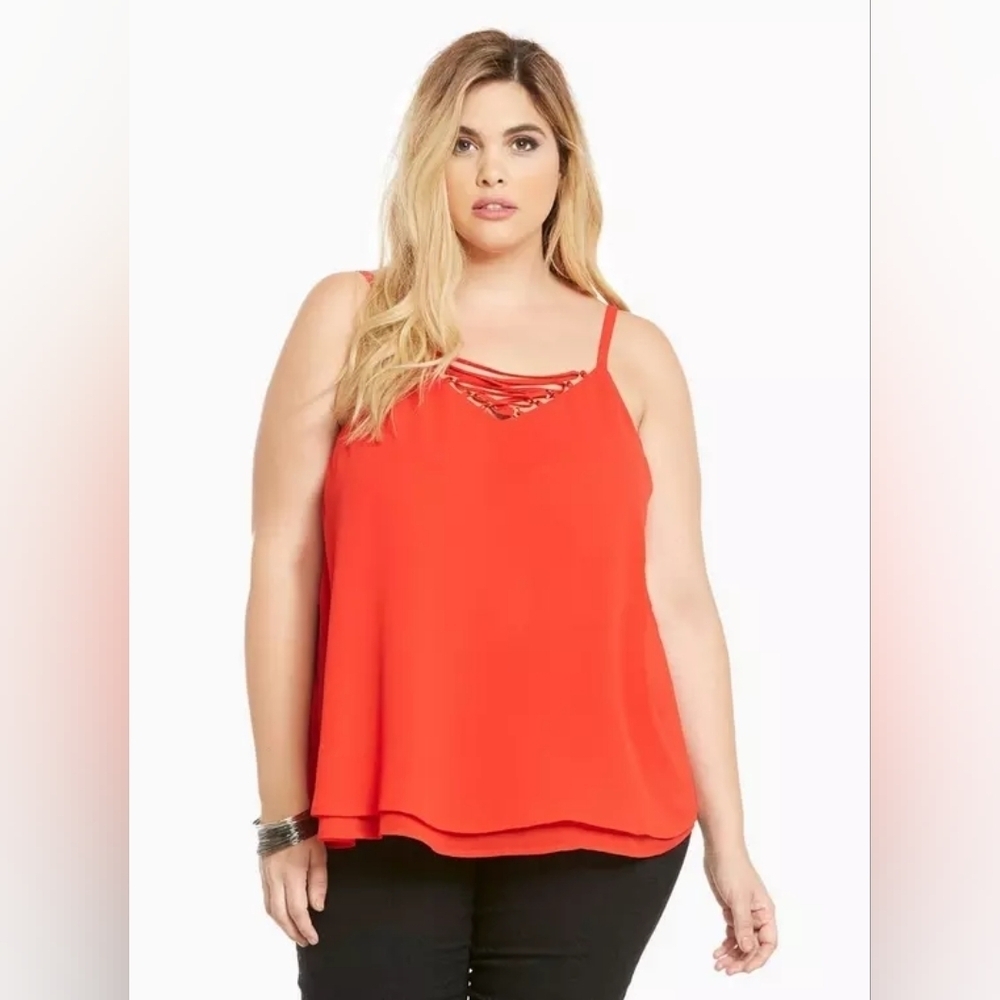 Torrid Red Sophie Lace-up Swing Tank 2X
